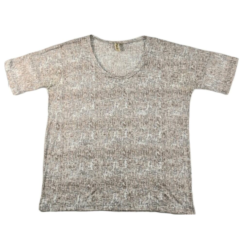 BUCKLE BKE womens Boho Burnout Gray Pink T-Shirt Top sz M Comfy Cotton Poly